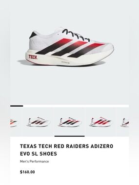 Adidas Adizero Evo SL Men's Running shoes “Texas Tech” US men’s 10.5